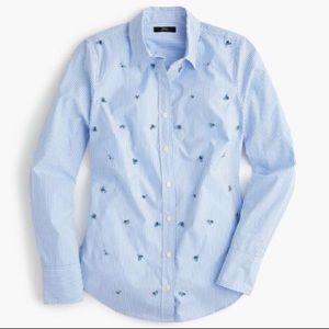 J.Crew embellished white and white pinstriped button down
